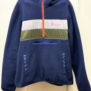 Cotopaxi Blue Fleece Pullover with Red Trim